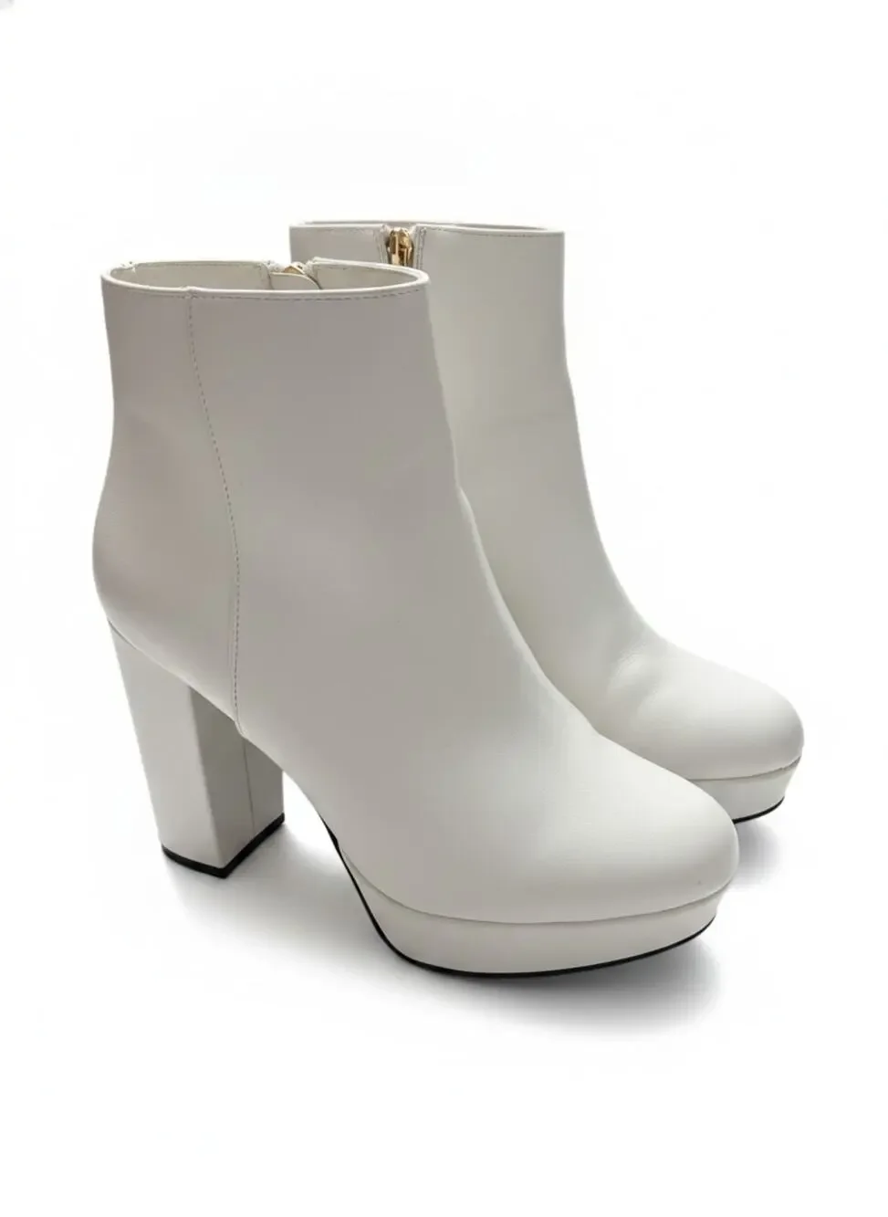 Bamboo Sorbet-06 Womens Size 6.5 White Platform Block Heel Ankle Boots Y2K - Picture 1 of 7